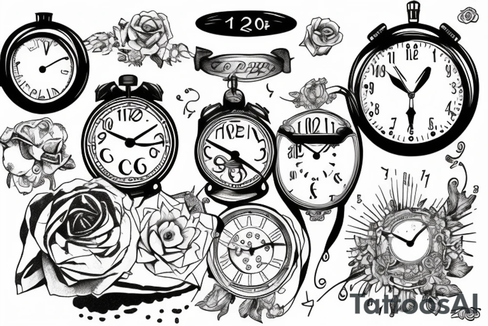 clock 9 to 10 morning with 22-04-2005 date tattoo idea