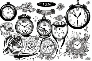 clock 9 to 10 morning with 22-04-2005 date tattoo idea