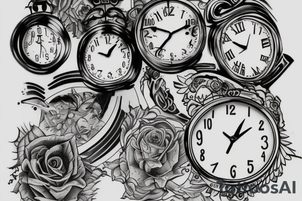 clock 9 to 10 morning with 22-04-2005 date tattoo idea