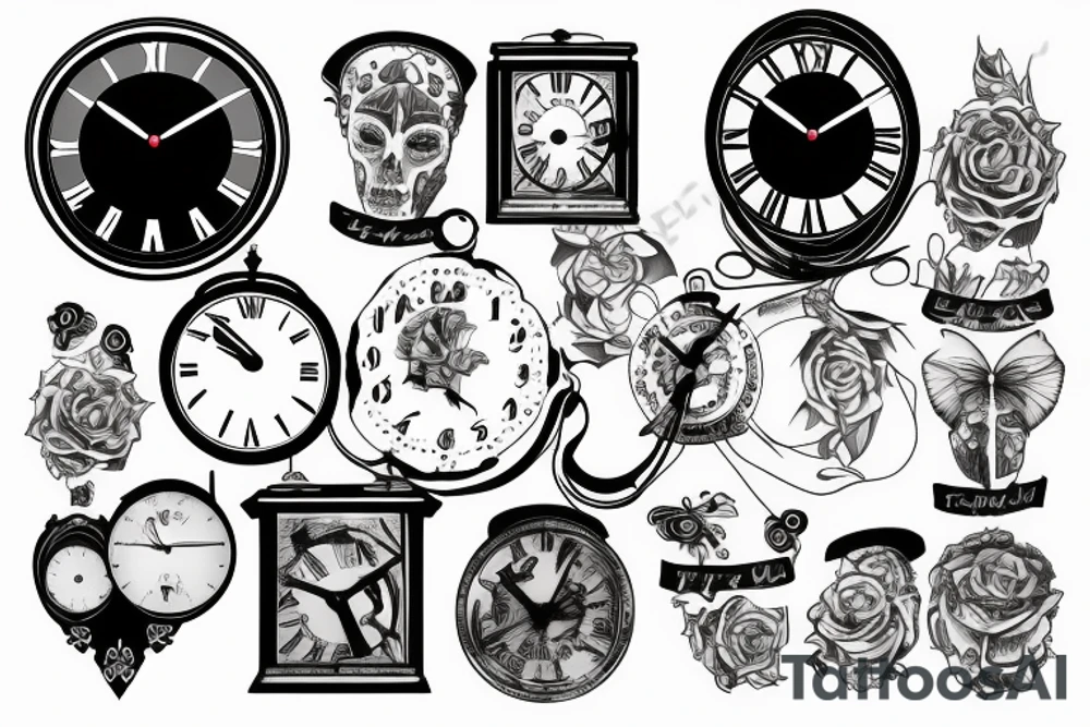 clock 9 to 10 o clock morning with 22-04-2005 date tattoo idea