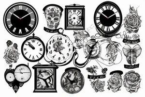 clock 9 to 10 o clock morning with 22-04-2005 date tattoo idea