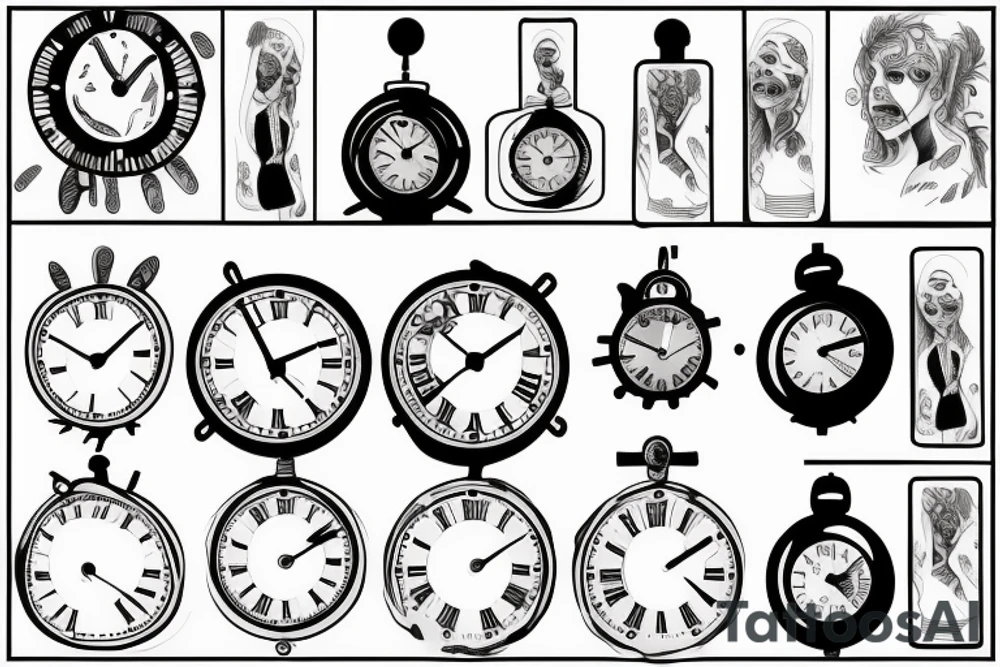 clock 9 to 10 o clock morning with 22-04-2005 date tattoo idea