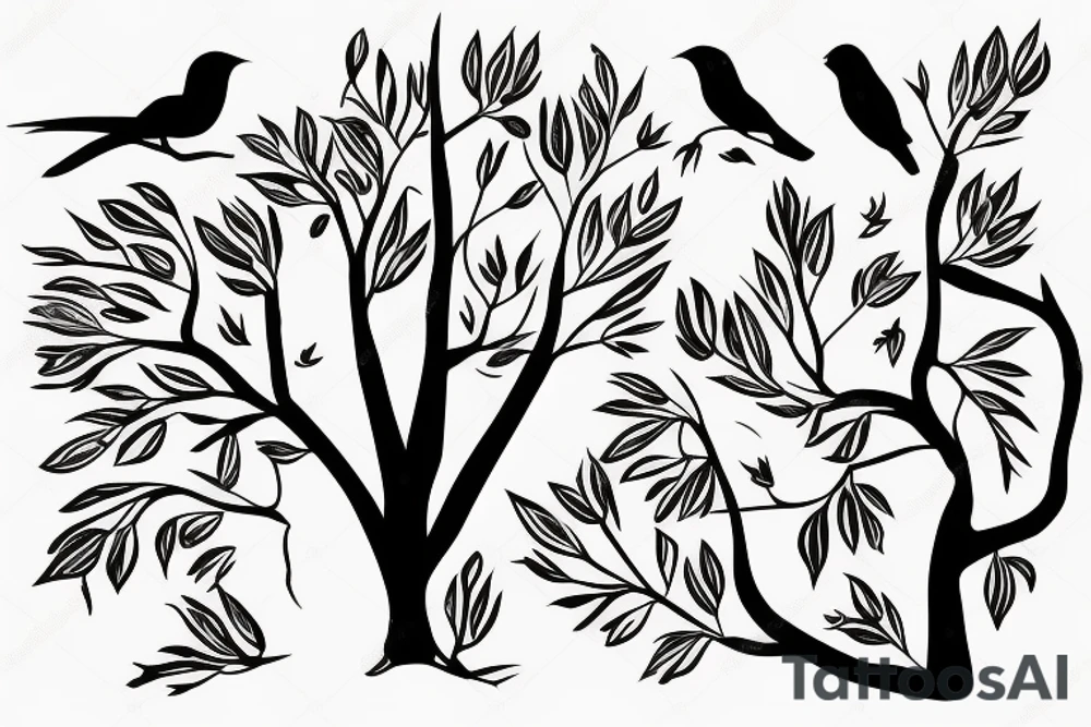 Simple tree with bird to represent family tattoo idea