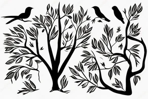 Simple tree with bird to represent family tattoo idea