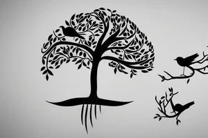 Simple tree with bird to represent family tattoo idea