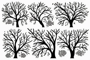 Small and epurzted tree with 4 birds tattoo idea