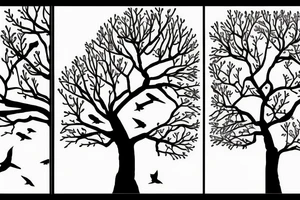 Small and epurzted tree with 4 birds tattoo idea