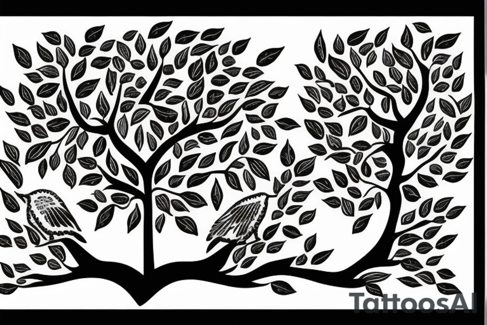 Small and epurzted tree with 4 birds tattoo idea