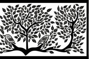 Small and epurzted tree with 4 birds tattoo idea