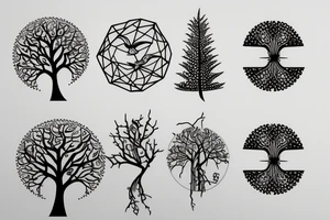 Small and epurzted tree with 4 birds tattoo idea