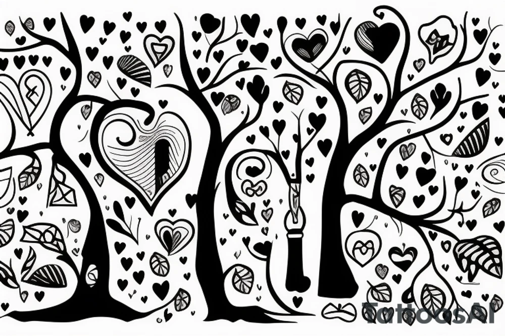 Tatto that assembles tree and heart tattoo idea