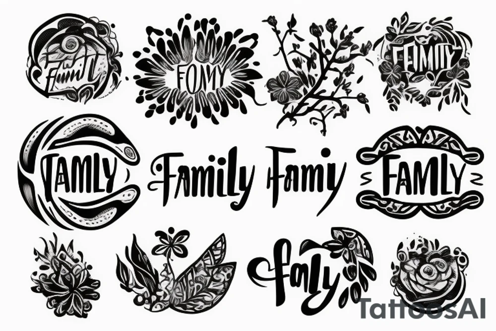 Small tattoo with the word family and elements that represent nature tattoo idea Small tattoo with the word family and elements that represent nature tattoo idea